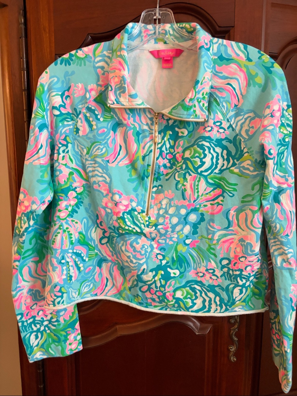 Lilly Pulitzer Teal Multi-Color Floral Pullover